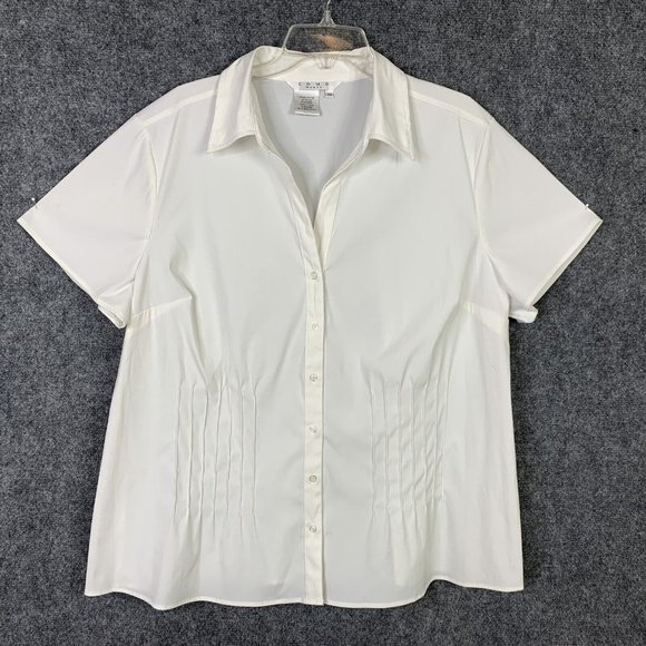 Como Woman Button Up Shirt Size 2X Short Sleeve Crispy White - Picture 1 of 9